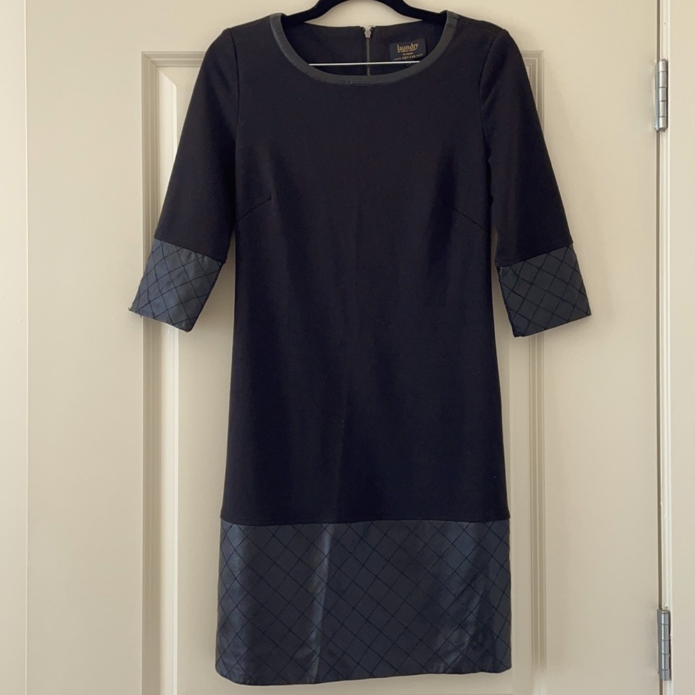 Laundry by Shelli Segal Black Leather Trim Dress